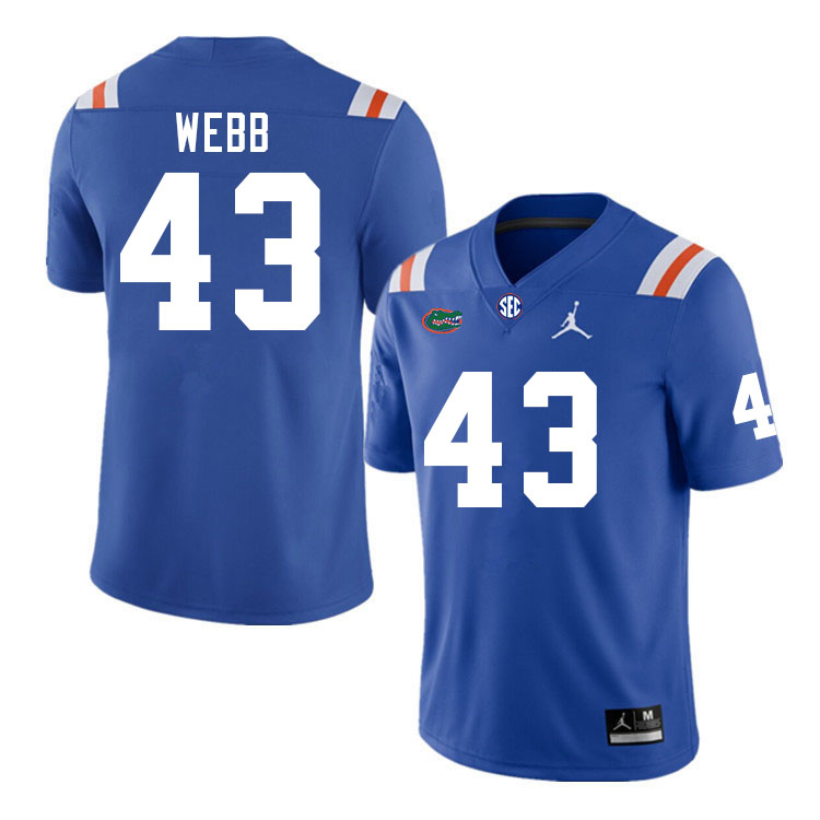Men #43 Curran Webb Florida Gators College Football Jerseys Stitched-Retro